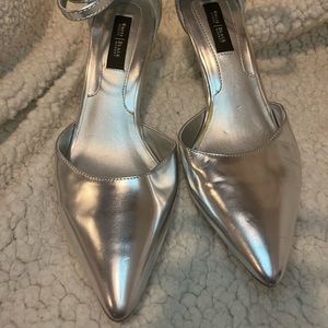 White House Black Market Silver Heels
